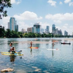 Downtown view of Austin over the water