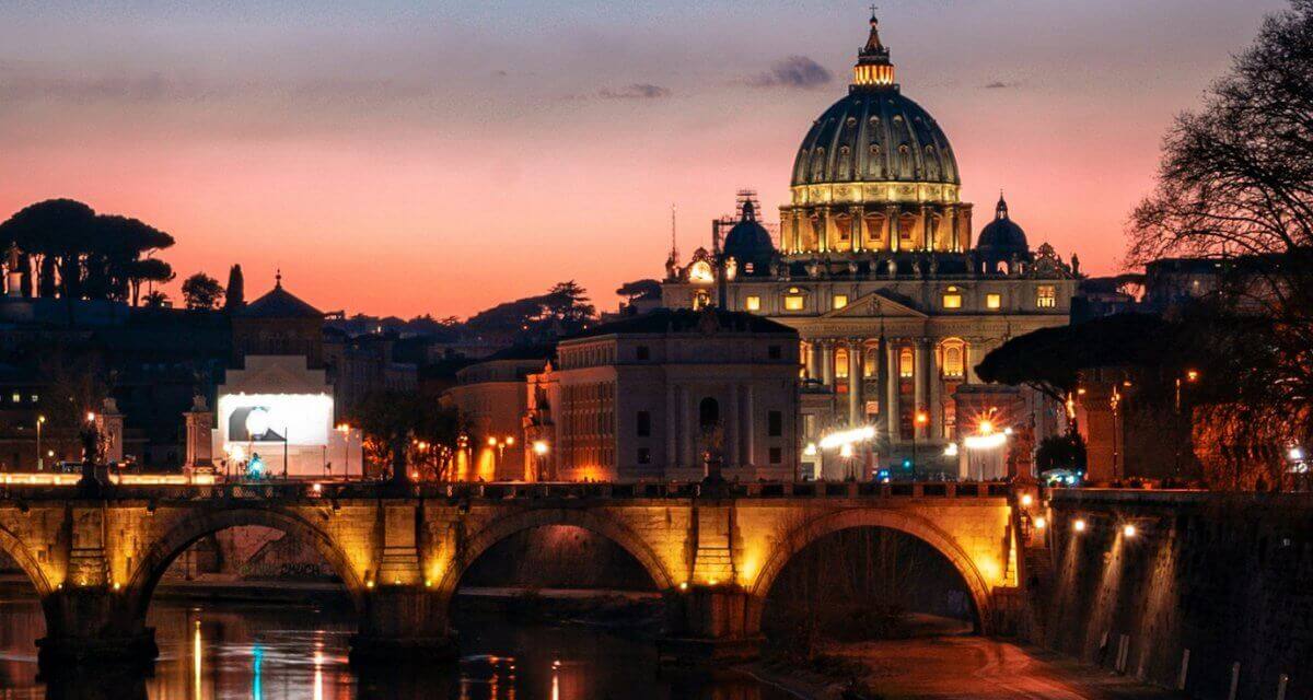 Vatican City sunset- Rome Wonder Voyage blog Vatican City at sunset for the Wonder Voyage blog about a pilgrimage to Rome