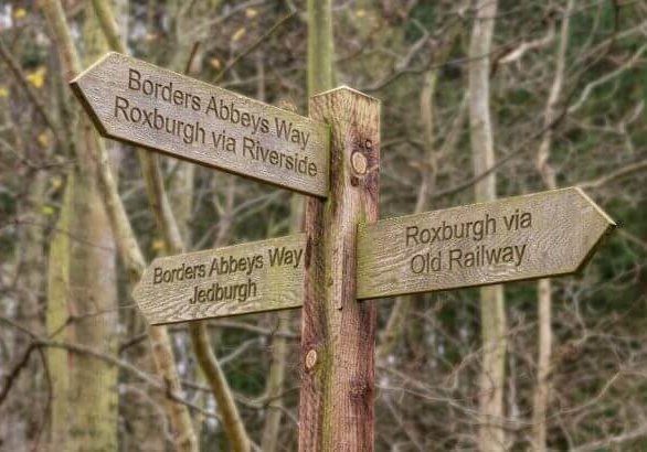 Image of trail sign on Borders Abbeys Way