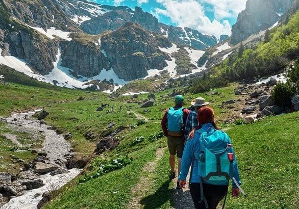 group of students hiking for the Wonder Voyage blog post about faith-based school trips