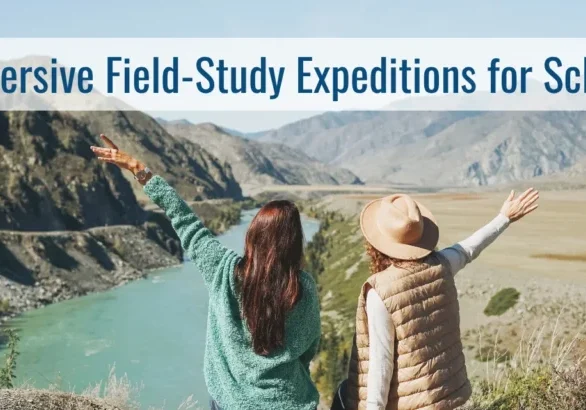 Wonder Voyage blog cover featuring two women on a mountain for post about Immersive Field‑Study Expeditions for Schools