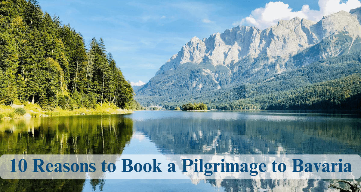 image of water and mountains for Wonder Voyage blog post about a pilgrimage to Bavaria