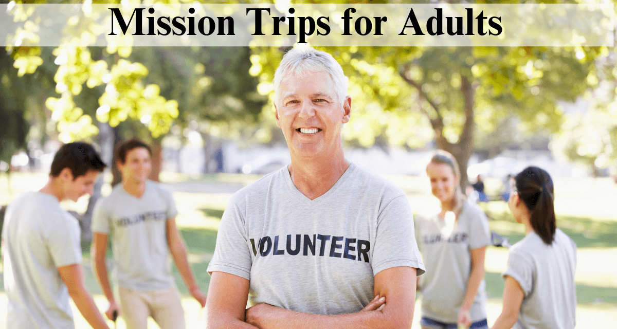 man with volunteer shirt on for Wonder Voyage blog post about adult mission trips man with volunteer shirt on for Wonder Voyage blog post about adult mission trips