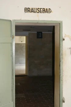 open door at Dachau concentration camp for wonder voyage blog post about a pilgrimage to bavaria